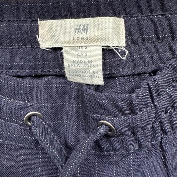 H&M Drawstring Pinstripe Pants Navy - Picture 3 of 6